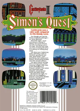 Castlevania II - Simon's Quest (Europe) box cover back